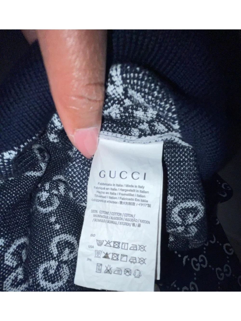 GUCCI GG jacquard blue sweater xxl designer logo luxury